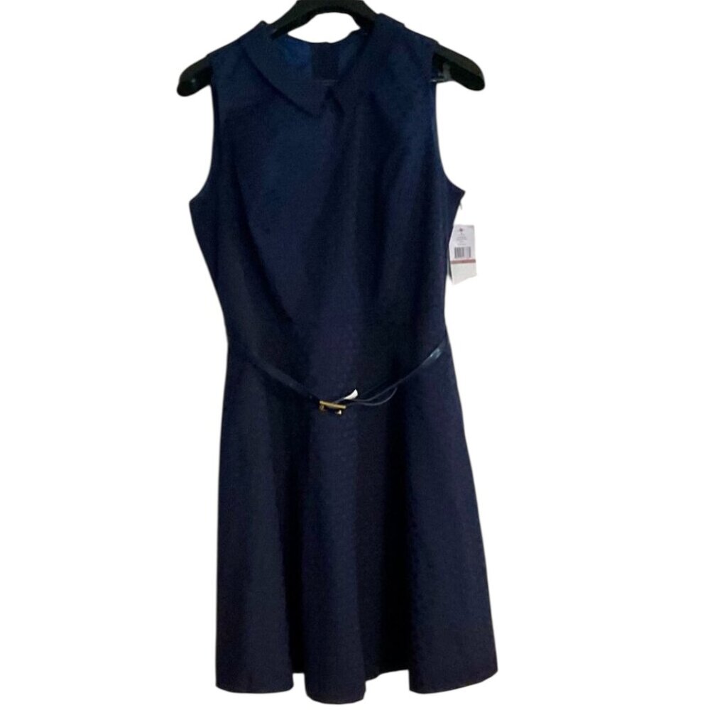 Tommy Hilfiger Sleeveless Collared A-Line Dress w/ Removable Belt -Size 12